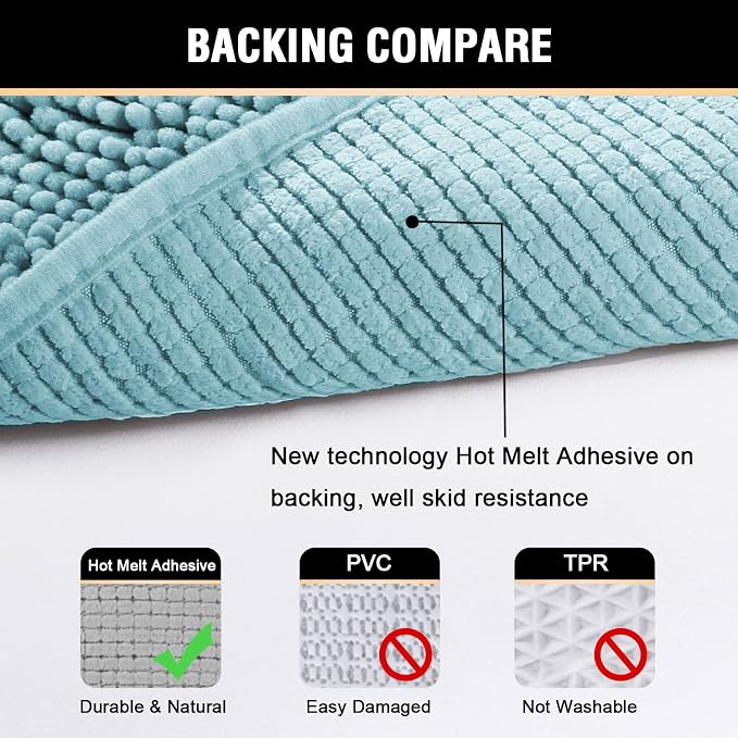 H.VERSAILTEX Bath Mat for Bathroom Non Slip Luxury Chenille Ultra Soft Bath - Image 6