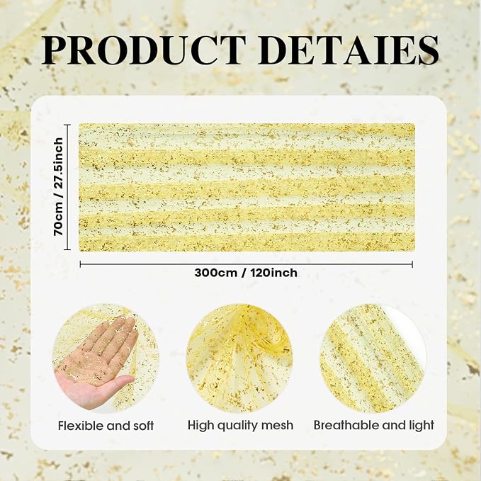 Artoid Mode 3PCS Light Yellow Gold Gauze Table Runner 120 Inch 10FT, Glitter - Image 6