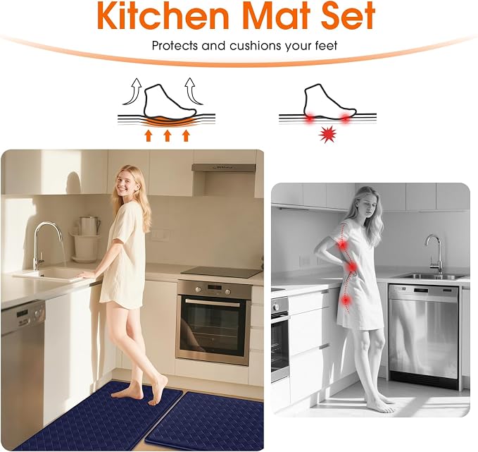 TranquilRelax 2-Piece Anti-Fatigue Kitchen Mats, Cushioned Non-Slip Waterproof - Image 5