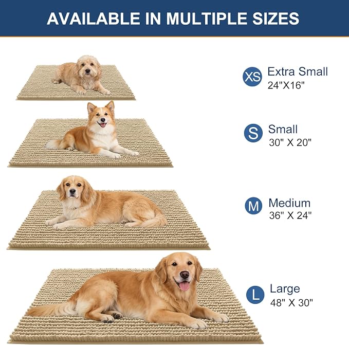 OLANLY Dog Door Mat for Muddy Paws 48x30, Ultra Absorbent Chenille Mud Doormat - Image 2