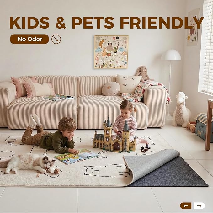 Rug Pad 5 x 7 Ft Non-Slip, Felt and Natural Rubber Backing, 1/4" Thick - Image 3