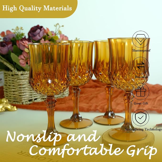 48Pack Plastic Wine Glasses, 7oz Vintage Goblets - Image 5