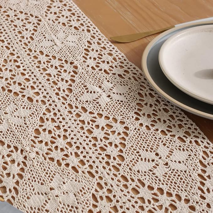 meioro Crochet Lace Table Runner, 12x94 Inch Boho Cotton Table Runners - Image 5