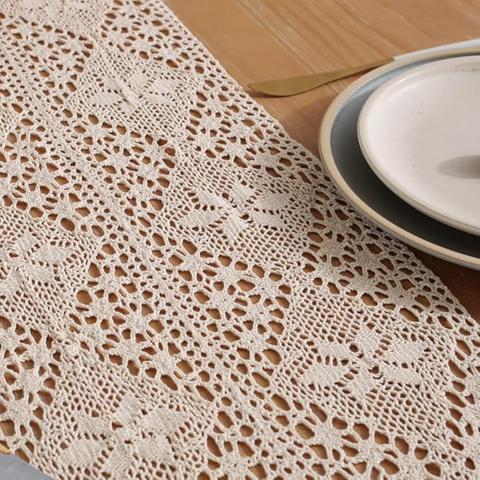 meioro Crochet Lace Table Runner, 12x60 Inch Boho Cotton Table Runners - Image 5