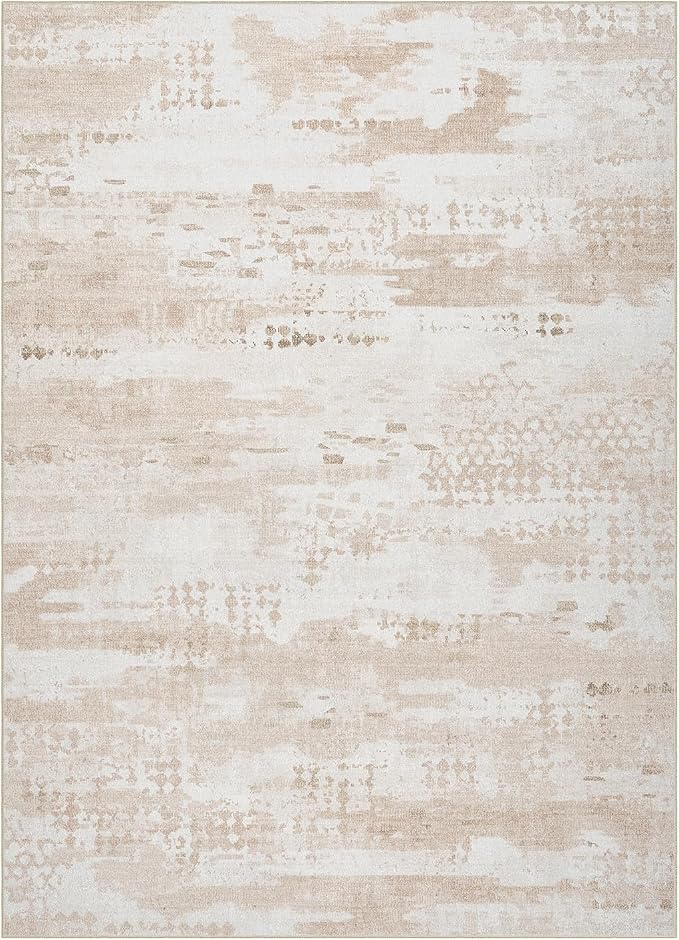DCX Abstract Area Rug 6x9, Washable Beige Brown Modern Rug - Image 9