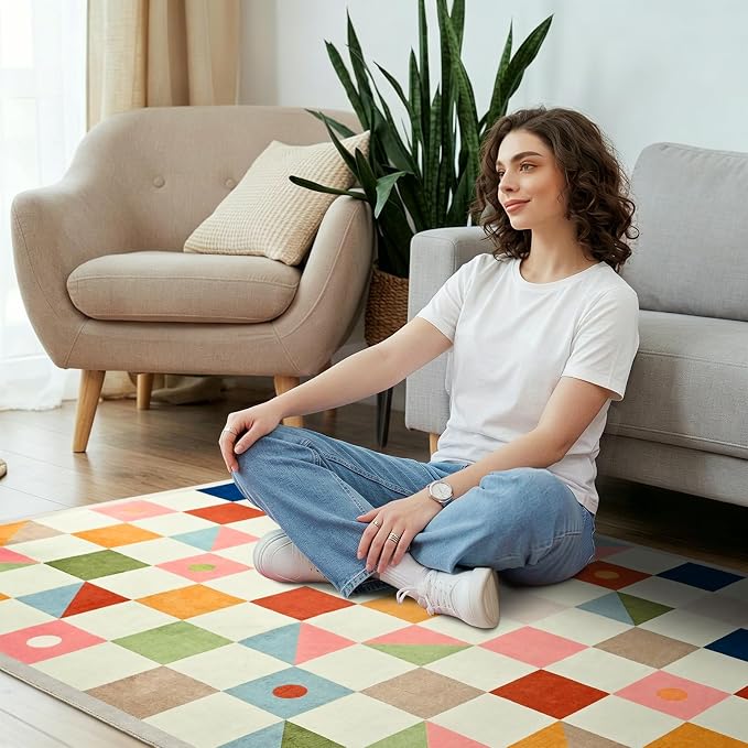 Terrug Multicolored Geometric Round Rug 5ft - Image 4