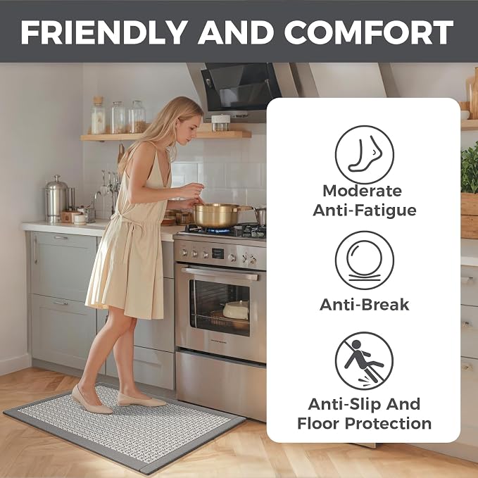 YDKGL Kitchen Runner Rugs Non Slip Washable Anti Fatigue, Super Absorbent 0.4" - Image 2