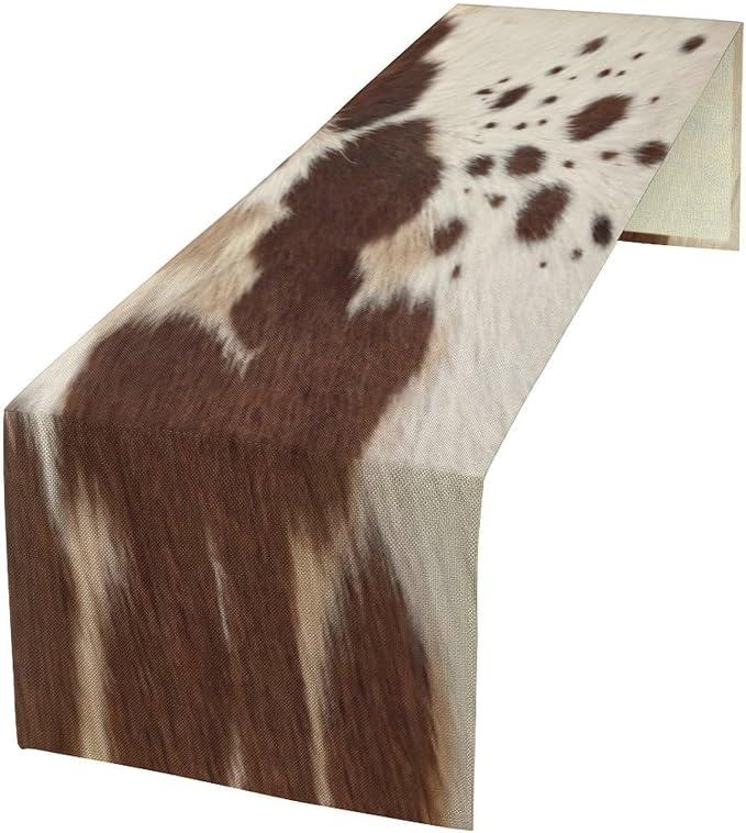 Cow Print Table Runner, 13x90 Inch by SXXLDNG