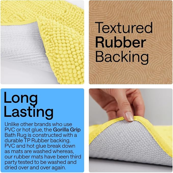 GORILLA GRIP Bath Rug Mat, Thick Soft Absorbent Chenille, Quick Dry Microfiber - Image 3