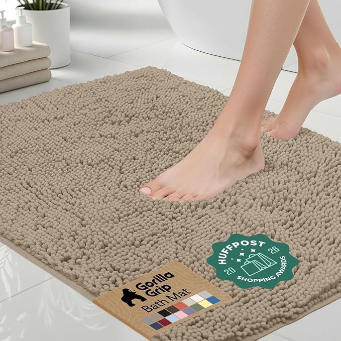 GORILLA GRIP Bath Rug Mat 54x24, Thick Absorbent Chenille, Quick Dry Microfiber by Unknown