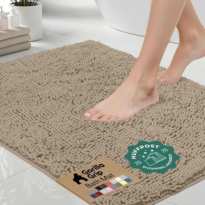 GORILLA GRIP Bath Rug Mat 70x24, Thick Absorbent Chenille, Quick Dry Microfiber by Unknown