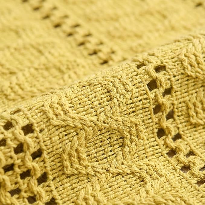 Artoid Mode Yellow Woven Farmhouse Hollow Table Runner 12x108 Inch | Holiday - Image 6