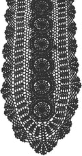 Cotton Handmade Crochet Lace Oval Table Runner Black 12x72 Inch by KEPSWET