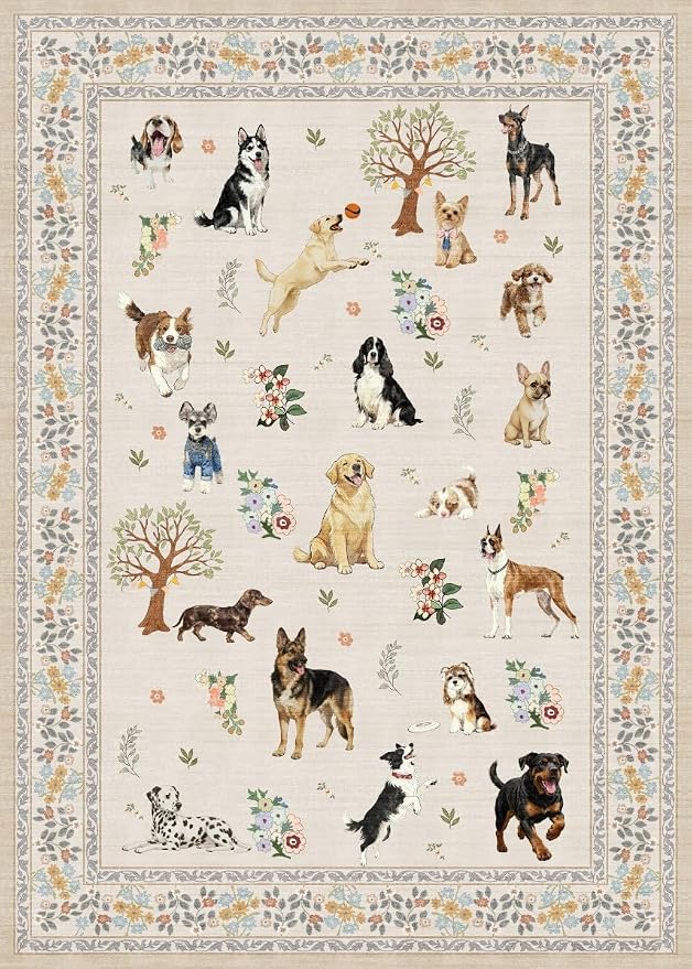Dog Rugs 24x17 Inch Beige, Home Decor Small Door Mat Runner, Entry Rug by WelcometoBabovid