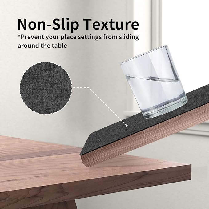 Maxpearl Faux Leather Placemats Set of 8, Dark Grey | Waterproof - Image 4