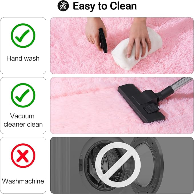 qulint Pink Rugs for Bedroom Girls, 2x3 Fluffy Area Rugs for Living Room Soft - Image 4