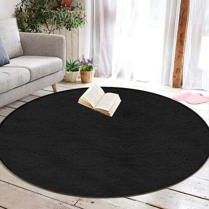 Machine Washable Modern Round Area Rug, Room Sofa Yoga Soft Round Carpet - Image 5