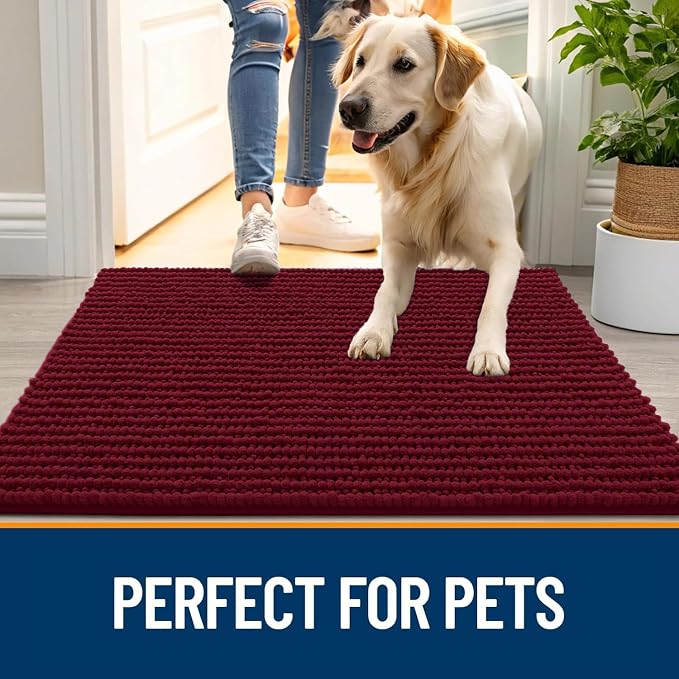 OLANLY Dog Door Mat for Muddy Paws 40x32, Ultra Absorbent Chenille Mud Doormat - Image 6