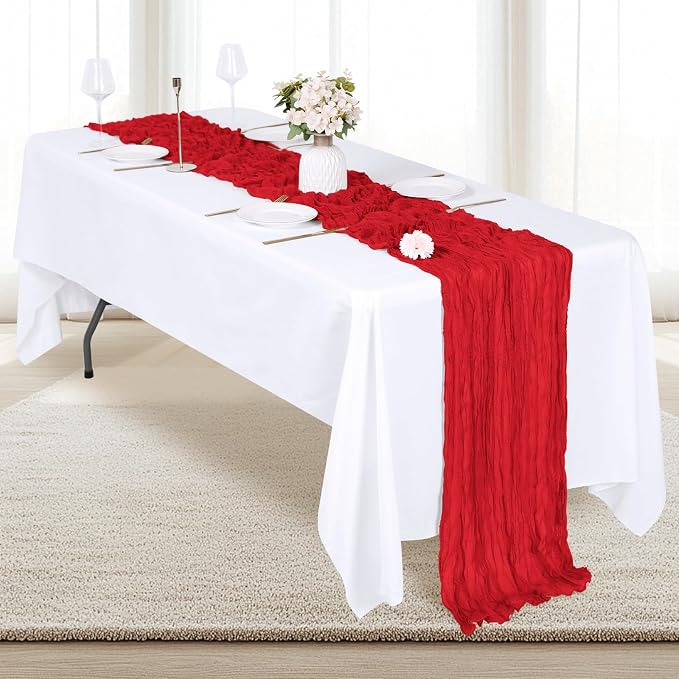 12 Pack Red Cheesecloth Table Runner 17x108 Inch Semi Sheer Boho Gauze Cheese - Image 4