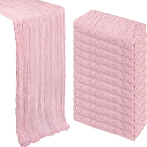 12 Pack Pink Table Runner Cheesecloth 10Ft Gauze Cheese Cloth Table Runner by Heneger