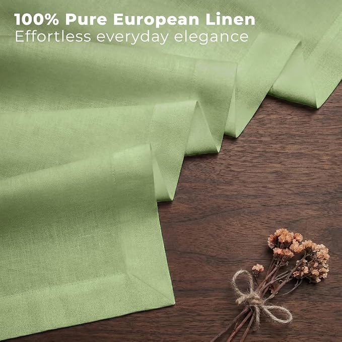 Classic Linen™ by D'Moksha Sage Green Table Runner 144 Inches Long, 100% Pure - Image 2