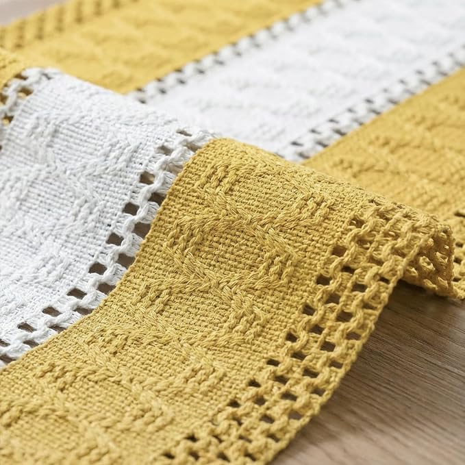 Artoid Mode Yellow Farmhouse Woven Table Runner 12x108 Inch | Holiday Rustic - Image 6