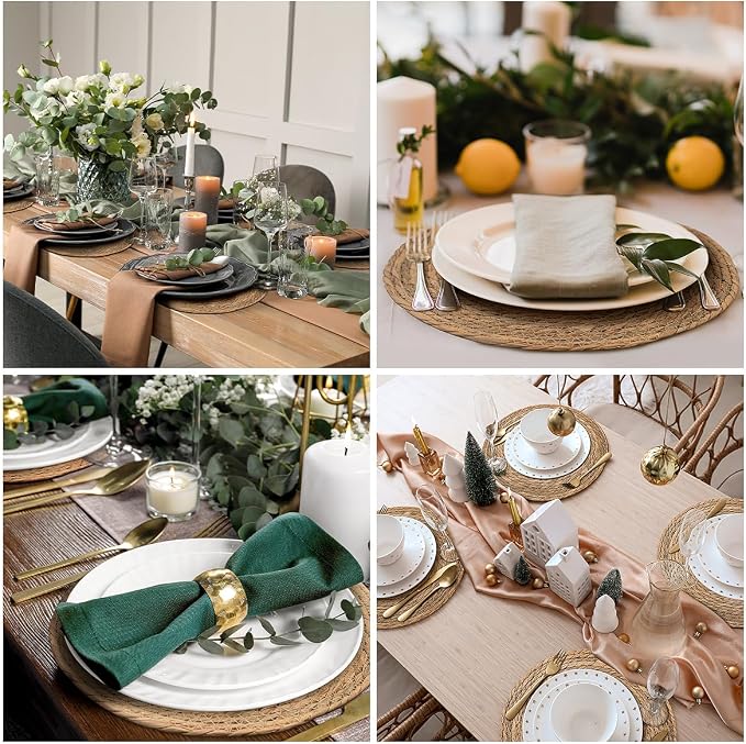 BAVIFY 13" Round Woven Placemats Set of 4, Plate Chargers - Image 5