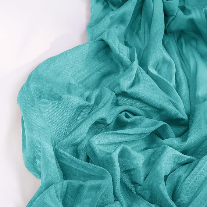 DeZerlor Teal Green Cheesecloth Table Runner 1 Pack Summer Boho Runner | - Image 3