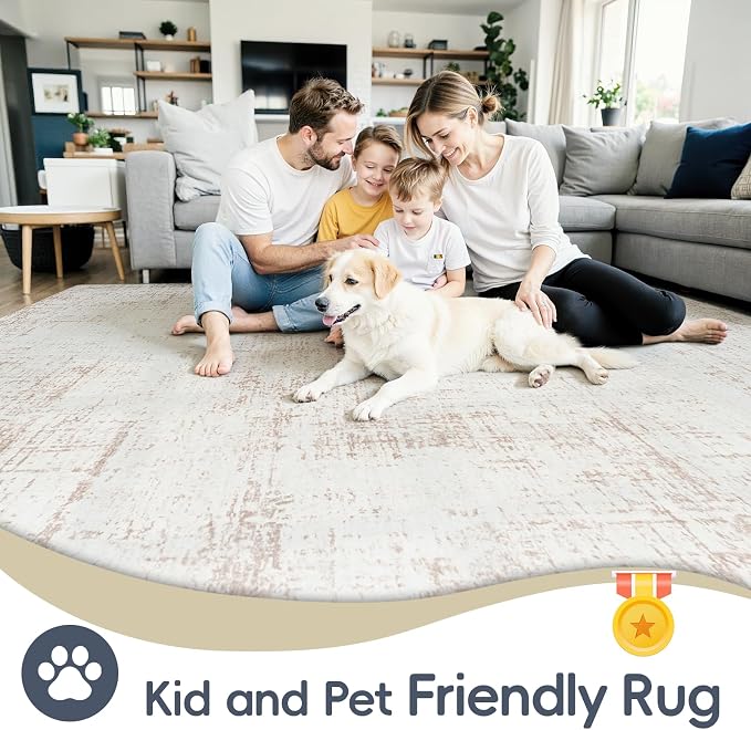 6x9 Area Rugs for Living Room Washable Rug: Anti-Skid Abstract Modern Living - Image 4