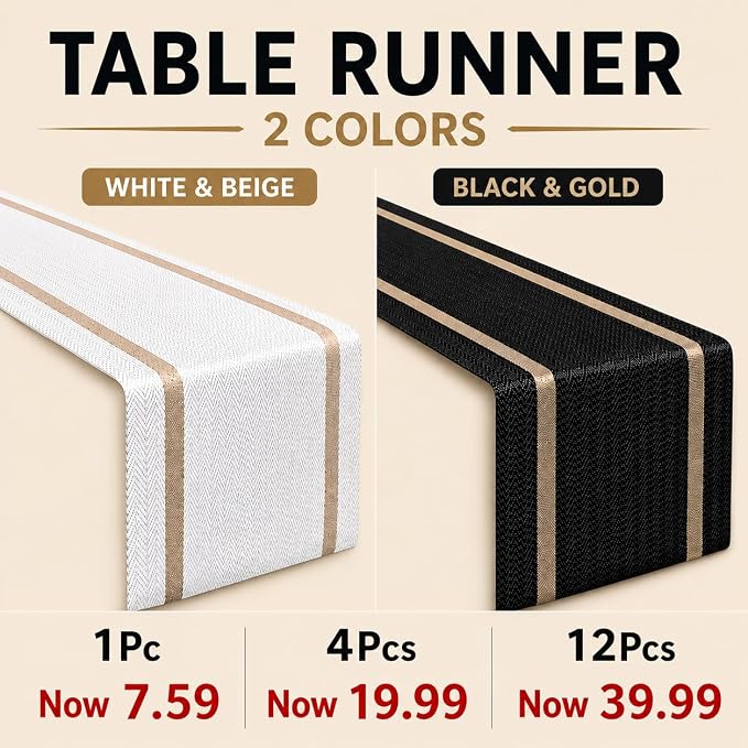 FAVE 12-Pack Woven Vinyl Table Runners, 120x12 Inch White - Image 5