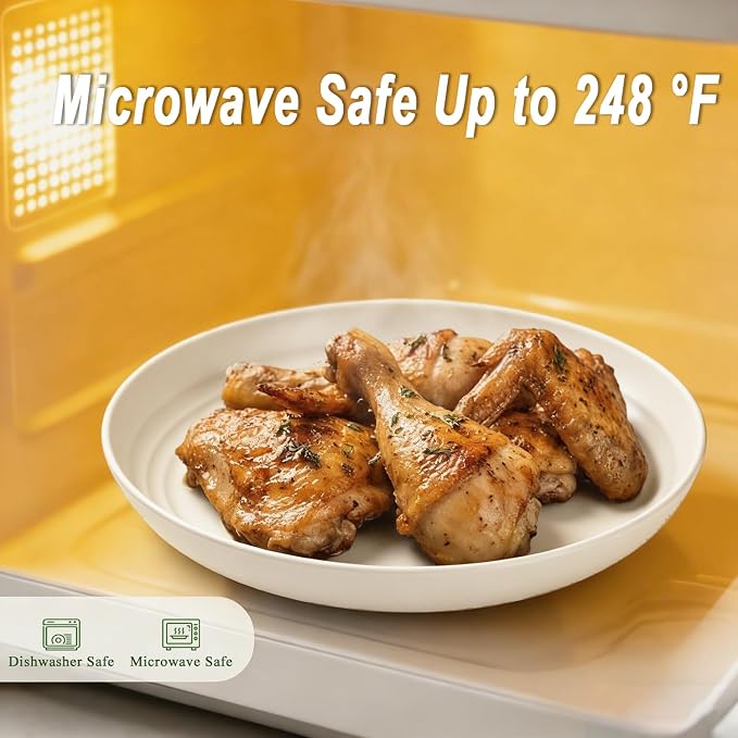 Wheat Straw Plates 11 Inch, Unbreakable & Reusable Plastic Plates Set of 8 - Image 4
