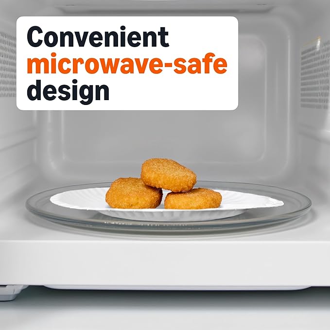 Amazon Basics 9" Uncoated White Paper Plates, Microwave Safe - Image 2