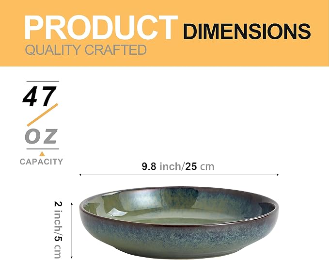 Transmutation Glaze Serving Pasta Bowl, 10 inch Ceramic Wide Salad Bowls - Image 2