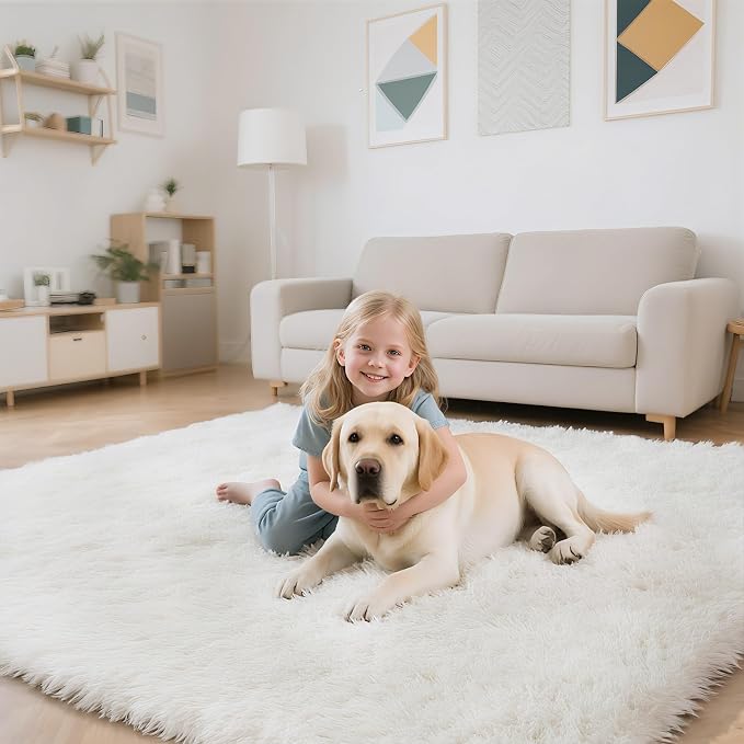 Fluffy Rug Shag Area Rug, Small Bedside Rug, Soft Fluffy Shag Entryway Throw - Image 5