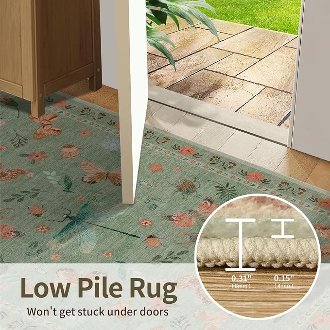 Rugxara 2x6 Floral Runner Rug, Washable Runners - Image 6