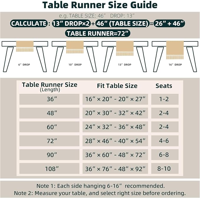 Boho Table Runner for Fall Home Decor 12x90 Rustic - Image 3