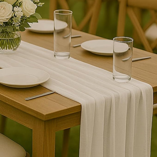 10FT Ivory White Cheesecloth Table Runner 120 Inch Rustic Boho Gauze Cheese by HQ-SITE