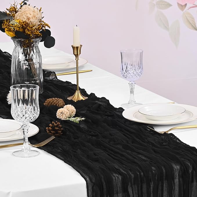 10 Pack Black Cheesecloth Table Runner 17x108 Inch Boho Gauze Cheese Cloth - Image 5