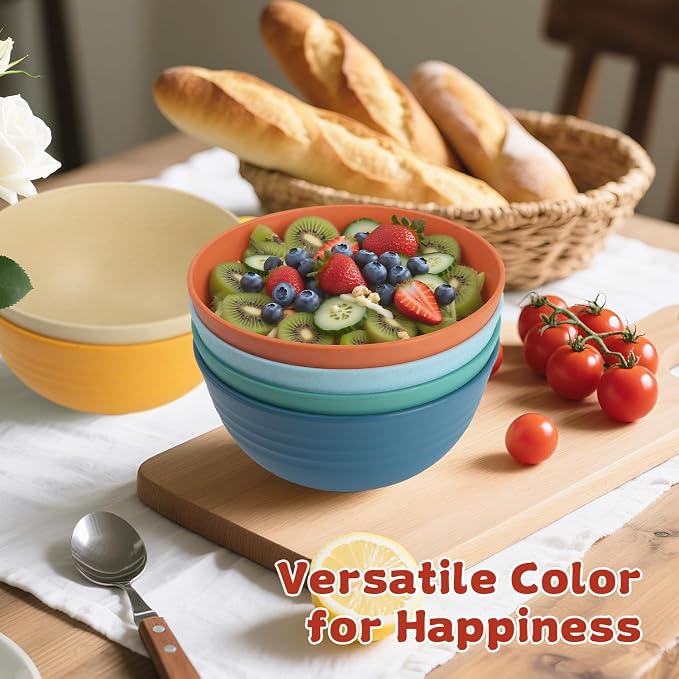 Wheat Straw Camping Bowls Sets of 6, Unbreakable 26oz Lightweight Bowls Sets - Image 3
