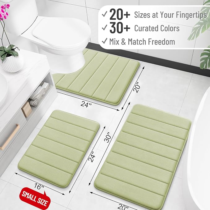 OLANLY Memory Foam Long Bathroom Rugs Runner 70x24, Super Soft Absorbent Bath - Image 2