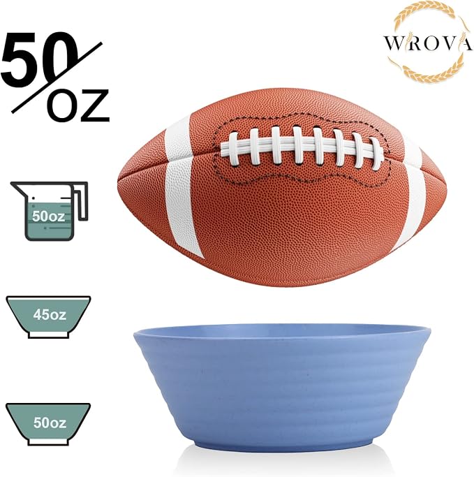 Wheat Straw Bowl Sets, Microwave and Dishwasher Safe Bowls, Large Salad Bowls - Image 3