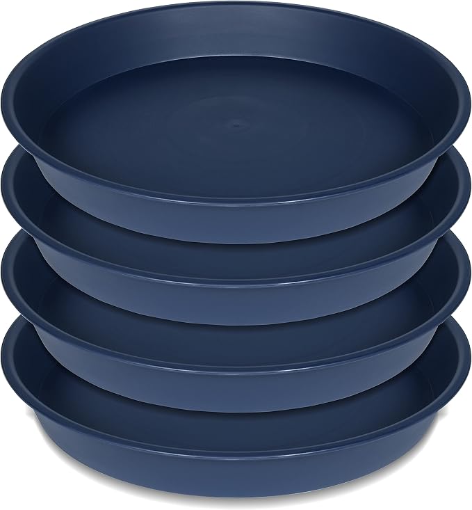4 Pack of 18 19 inch Plant Saucer Drip Tray, Heavy Duty Deep Plant Saucers by Bleuhome