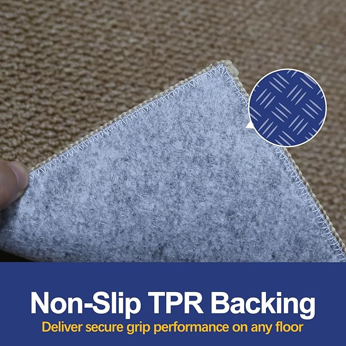 Faux Jute Hallway Runner Rug 2'x6', Washable & Non-Slip, Taupe | 0.27" Low Pile - Image 2