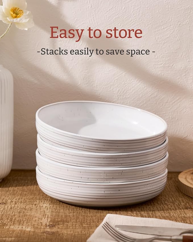 famiware Milkyway 33 oz Pasta Bowls Set of 8, Scratch-Resistant Stoneware Salad - Image 3