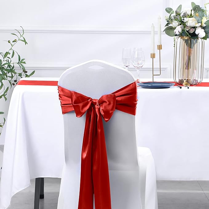 SiinvdaBZX 24 Pcs Red Satin Table Runner 12 x 108 inches Long | Bright Smooth - Image 6