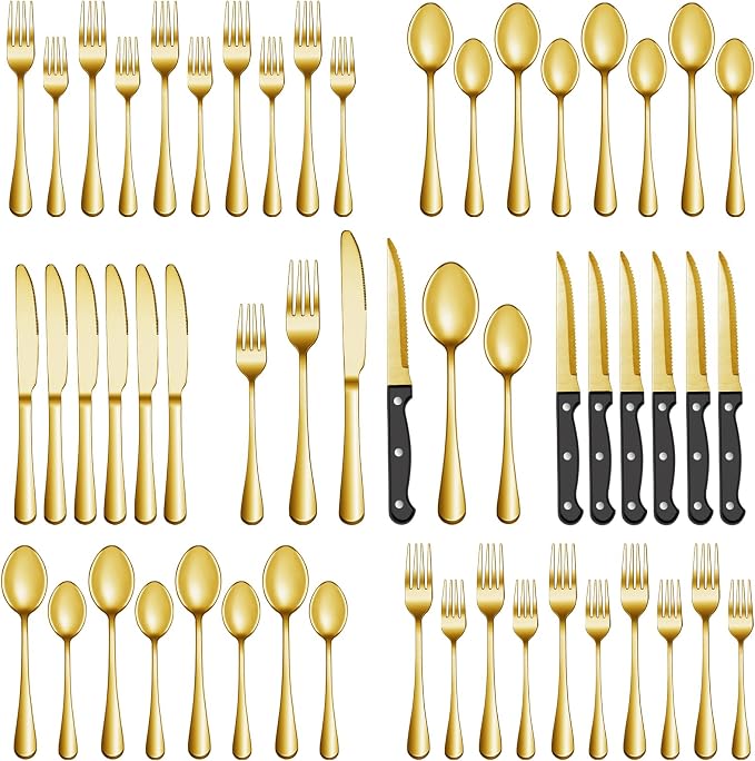 36 Pcs Gold Silverware Set by MUTNITT