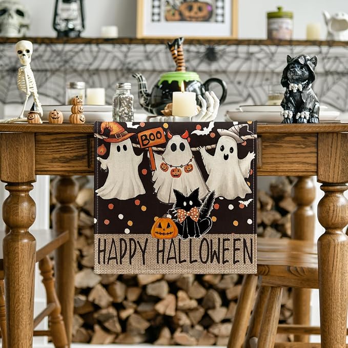 Artoid Mode 210 GSM Halloween Table Runner 13x120 Inch Home Party Decor | Ghost - Image 2