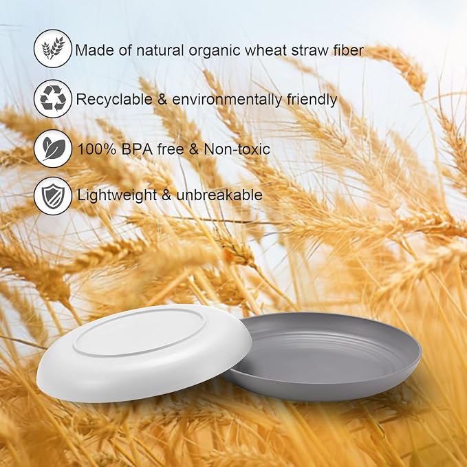 HEYCOME 12 Pcs Unbreakable Deep Dinner Plates Set, 10 inch Reusable Plastic - Image 4