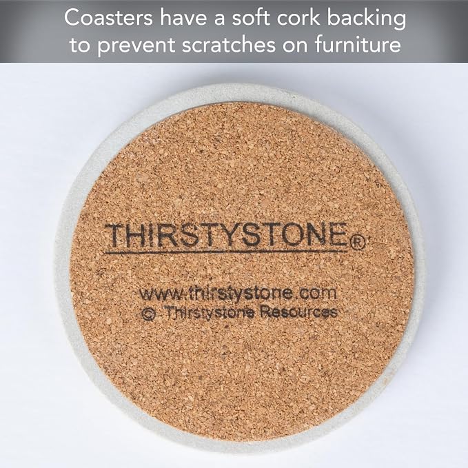 Thirstystone Old World Passages Round Natural Sandstone Coaster 4 Pack | 4" - Image 5