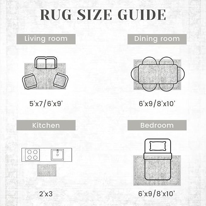 10x14 Area Rugs for Living Room: Washable Large Vintage Floral Rug Low Pile - Image 7